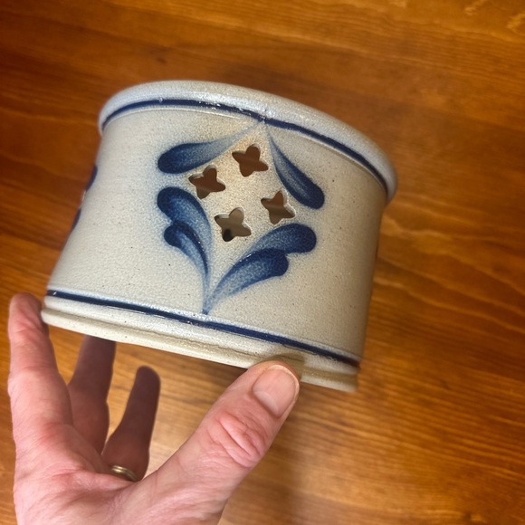 NWOB Wisconsin Pottery 6” Bowl Candleholder Ceramic Quatrefoil Maker’s Mark - Picture 6 of 9